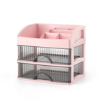 Desktop Drawer Organizer Multi-Layer Cosmetic Jewelry Box Stationery Multi-Functional Organizer, 5 Layer White Drawer (White), 5 Layer Black Drawer (White), 5 Layer Black Drawer (Pink), 4 Layer White Drawer (White), 4 Layer Black Drawer (White)        ...