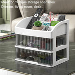 Desktop Drawer Organizer Multi-Layer Cosmetic Jewelry Box Stationery Multi-Functional Organizer, 5 Layer White Drawer (White), 5 Layer Black Drawer (White), 5 Layer Black Drawer (Pink), 4 Layer White Drawer (White), 4 Layer Black Drawer (White)        ...
