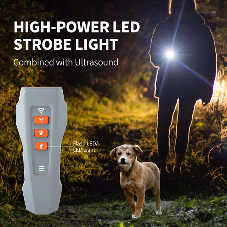 Handliches Ultraschall-Hundebellabwehrgerät mit LED-Blinklicht und Frequenzumwandlung, Schwarz+Orange, Dunkelgrau, Grau+Orange