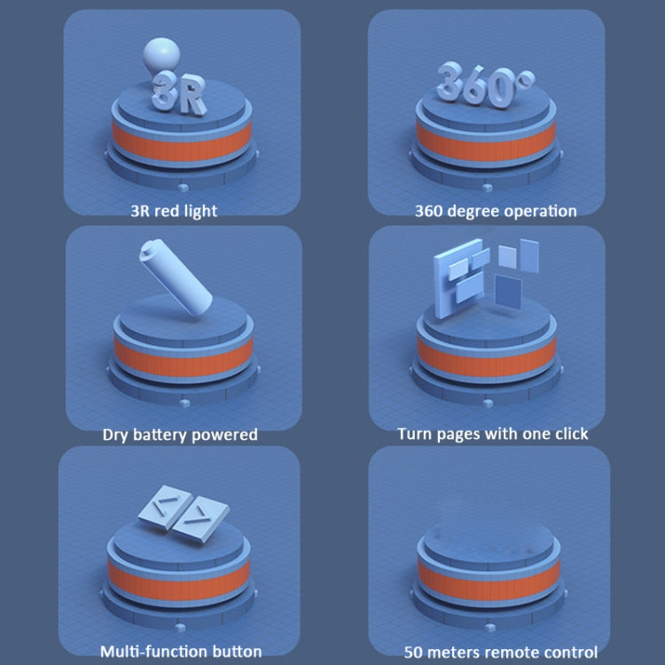 Deli  2.4GHz Page Turner USB Clicker With Red Light For PPT, 2802 (Black), 2802 (White)