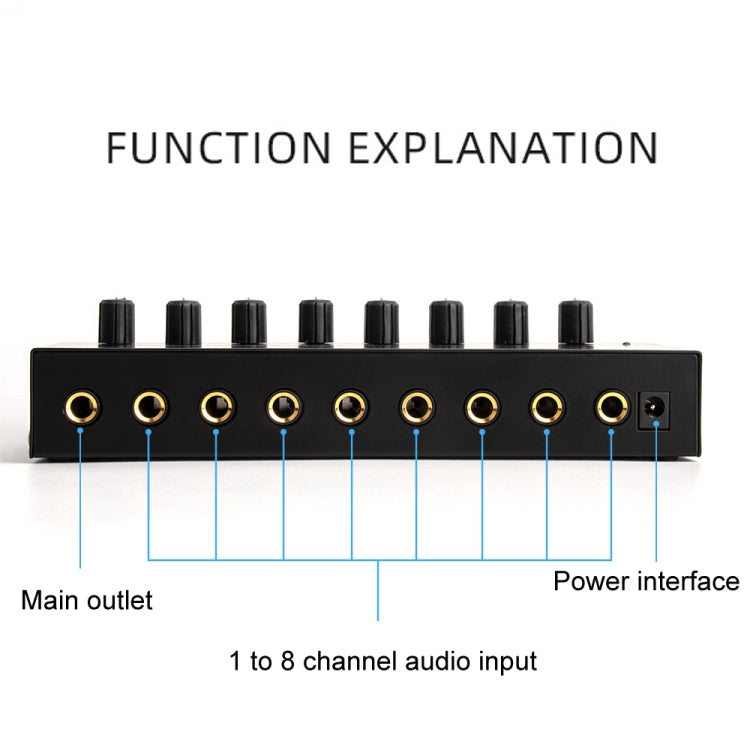 8-Channel Monitoring Multi-Channel Headphone Amplifier For Recording Studio, US Plug, HA800