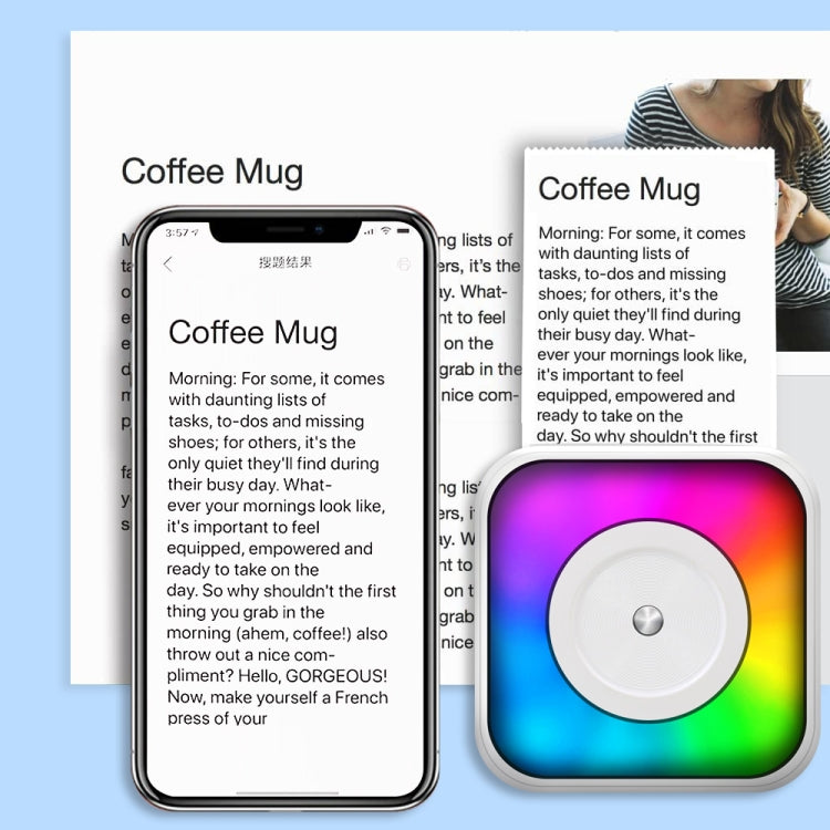 طابعة بلوتوث محمولة صغيرة بإضاءة RGB لطباعة المستندات والملصقات بدون حبر، مع 1 لفة ورق، مع 5 لفات ورق، مع 5 لفات ملصقات، مع 5 ورقات + 5 ملصقات + 3 ورقات ملونة