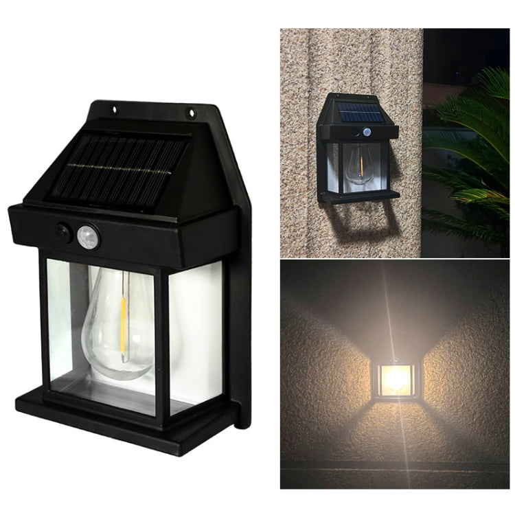 Solar Outdoor Tungsten Wall Light 3 Modes Body Sensing Waterproof Garden Villa Night Light, Regular Black, Regular White, Large Black, Large white