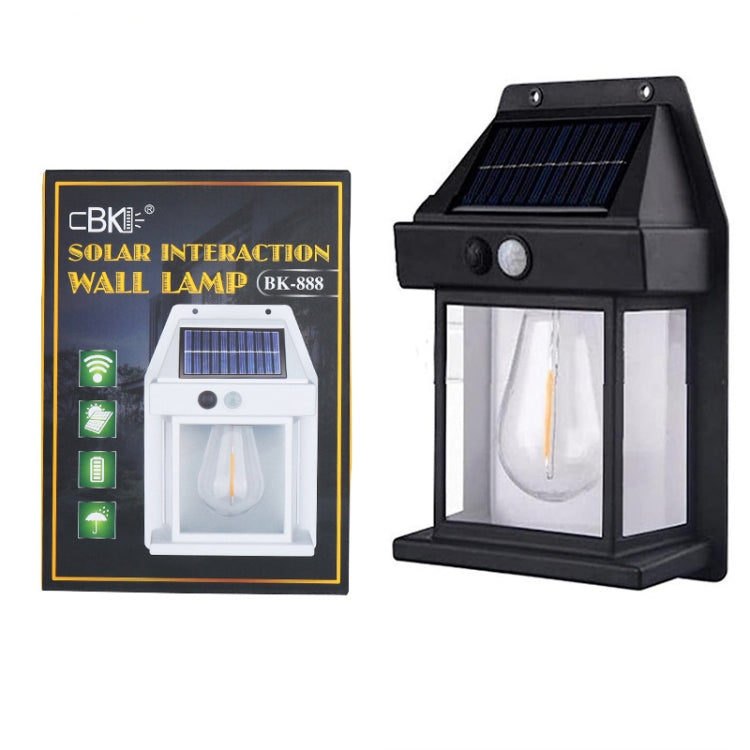 Solar Outdoor Tungsten Wall Light 3 Modes Body Sensing Waterproof Garden Villa Night Light, Regular Black, Regular White, Large Black, Large white