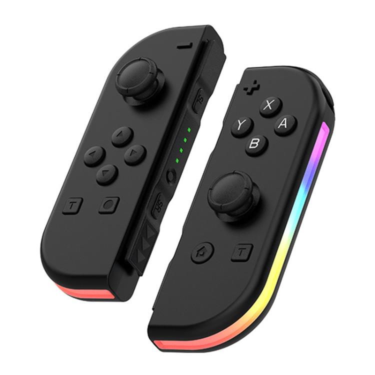 Manettes de jeu JOY-02 (gauche et droite) avec éclairage RGB, Bluetooth, pour Switch / Switch OLED / Switch Pro / Switch Lite / Switch Joy-Con, noir et gris.