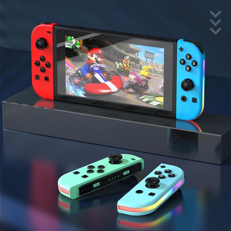Manettes de jeu JOY-02 (gauche et droite) avec éclairage RGB, Bluetooth, pour Switch / Switch OLED / Switch Pro / Switch Lite / Switch Joy-Con, noir et gris.