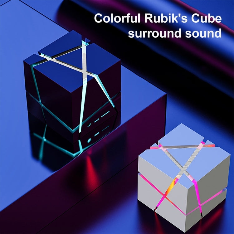 مكبر صوت بلوتوث ذكي صغير Qone Cube AI مع تحكم صوتي وإضاءة RGB، تحكم صوتي AI (أزرق)، تحكم صوتي AI (وردي)، تحكم صوتي AI (أسود)، تحكم صوتي AI (أبيض)