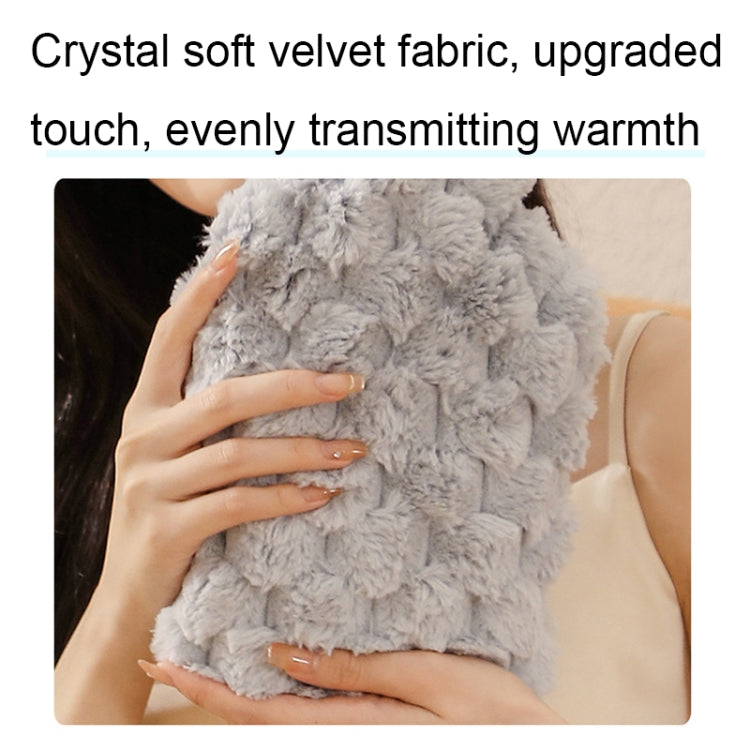 Imitation Rabbit Fur Water-filled PVC Explosion-proof Hot Water Bag for Cold / Hot Compresses, Pink 500ml, Green 500ml, Blue 500ml, Pink 1000ml, Green 1000ml, Blue 1000ml