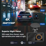 3-Inch Dual-Lens Front 4K + Rear 2K HD WiFi Connected Driving Recorder, A5