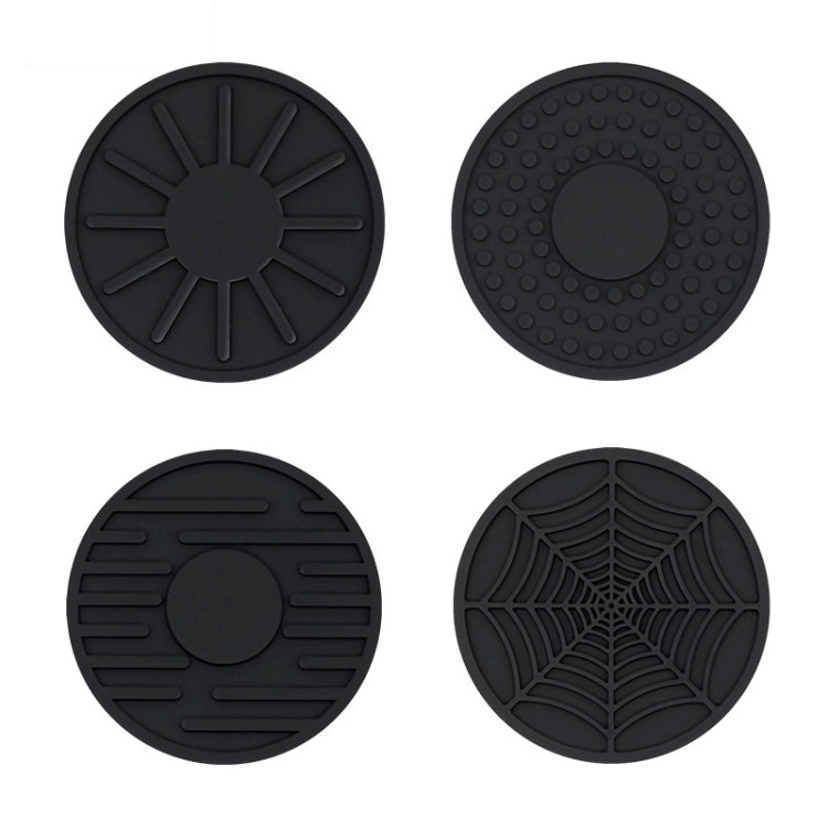 4pcs/set 6.8x0.3cm Car Anti-slip Silicone Water Coaster Storage Interior, Black, Gray, Brown, Green, Wine Red