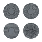 4pcs/set 6.8x0.3cm Car Anti-slip Silicone Water Coaster Storage Interior, Black, Gray, Brown, Green, Wine Red