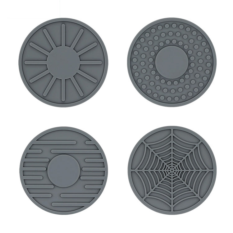 4pcs/set 6.8x0.3cm Car Anti-slip Silicone Water Coaster Storage Interior, Black, Gray, Brown, Green, Wine Red