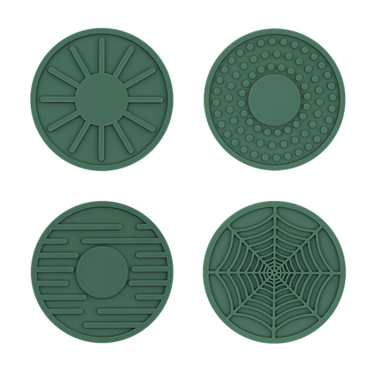 4pcs/set 6.8x0.3cm Car Anti-slip Silicone Water Coaster Storage Interior, Black, Gray, Brown, Green, Wine Red