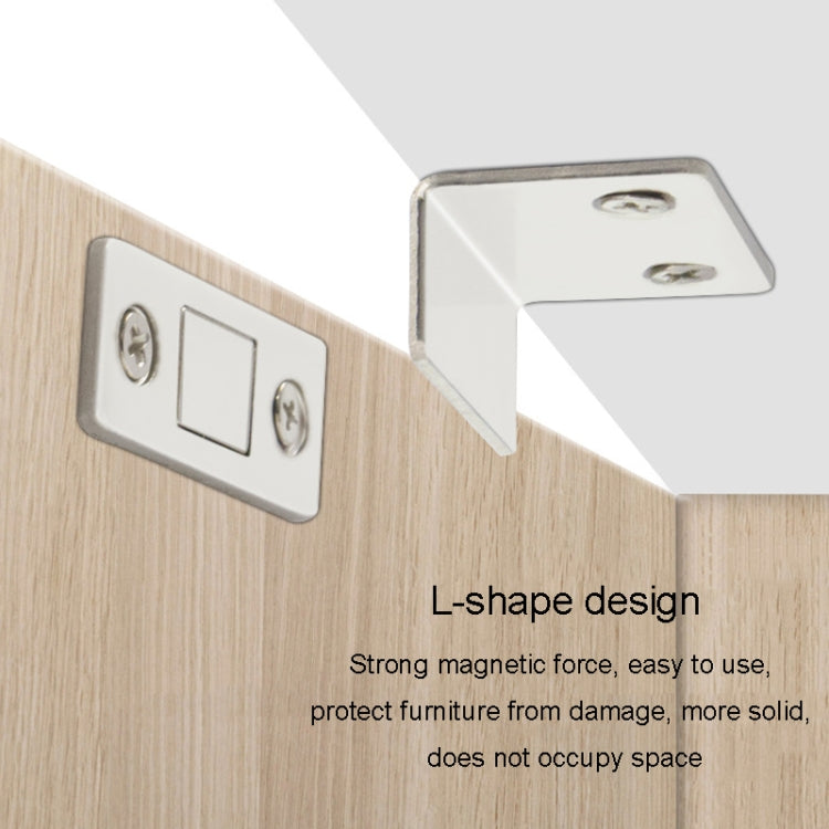 90 Degree No-Punch Invisible Door Suction Thin Section Wardrobe Sliding Door Magnetic Suction, Silver, Black