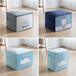 Non-woven Clothing Organization Quilt Dustproof Storage Bag, Horizontal Navy Blue 50x42x39cm, Vertical Light Blue 48x35x48cm