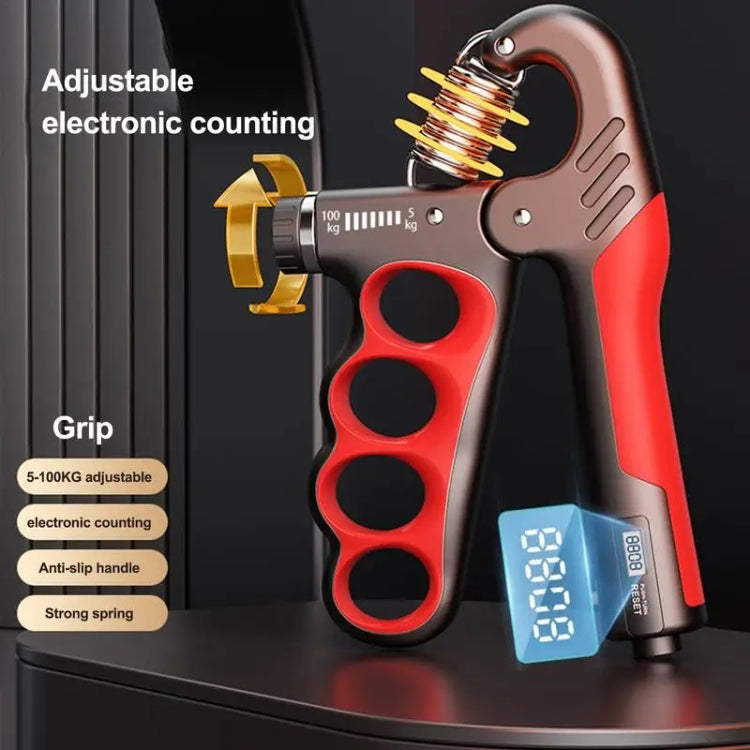 5-100kg Adjustable Hand Grip Strengthener Arm Muscle Exerciser, Electronic Counter Orange, Electronic Counter Red, Electronic Counter Gray, Mechanical Counter Orange, Mechanical Counter Red, Mechanical Counter Gray