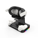 For Meta Quest 3 Headset Charging Base with Dazzle Lights VR Grip Charging Stand, White, Black