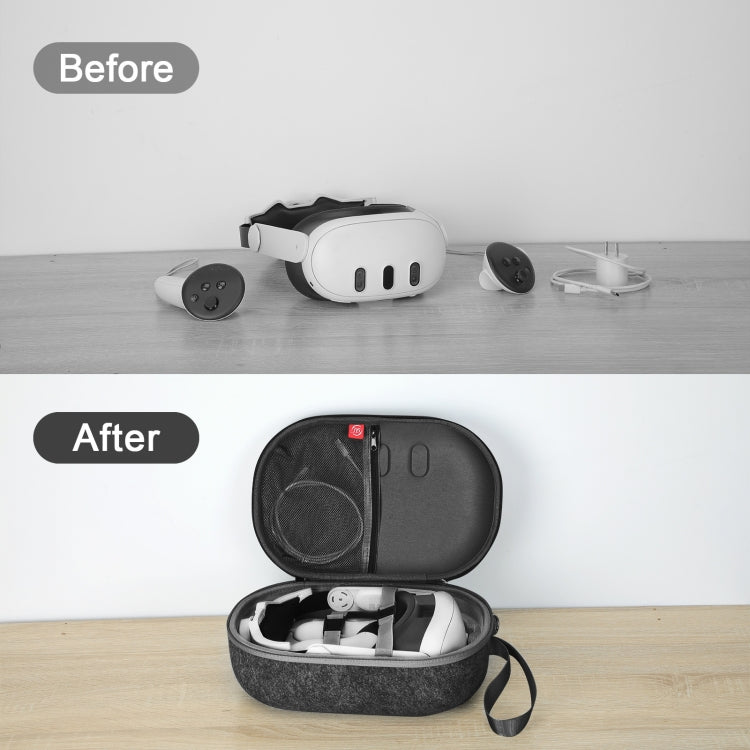 JYS-MQ018 For Apple Vision Pro / Meta Quest 3 VR Glasses Storage Bag Anti-fall and Anti-scrape Portable Bag, Black, Grey