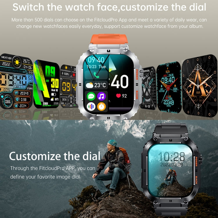 K57 Pro 1,96 Zoll Bluetooth-Smartwatch mit Anruf-, Musik- und Wetterfunktion sowie wasserdichter Anzeige