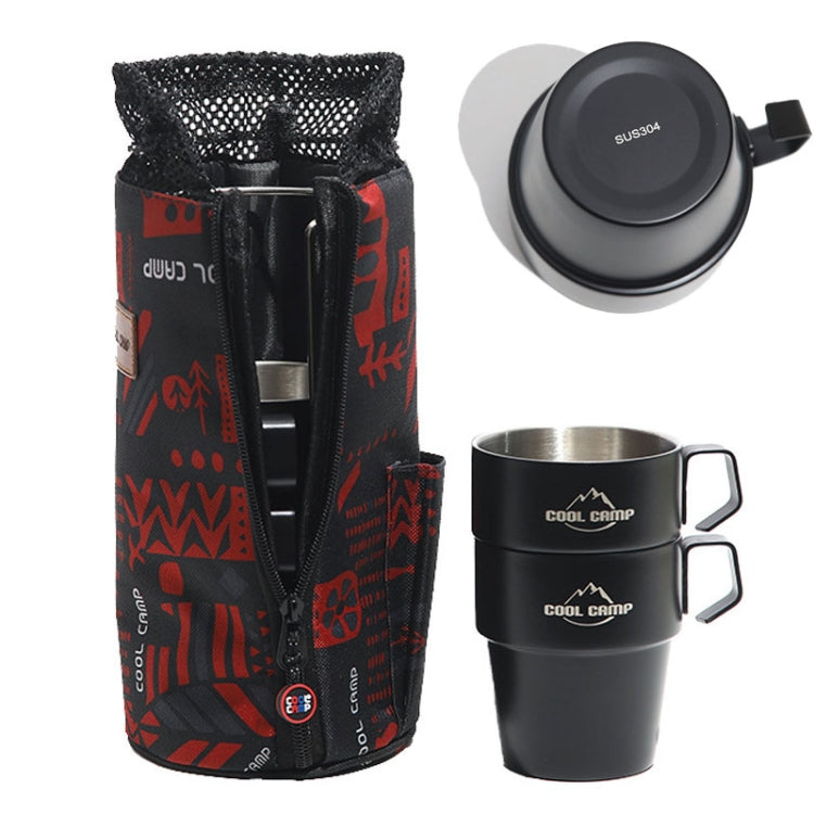 مجموعة أكواب قهوة معزولة حرارياً من الفولاذ المقاوم للصدأ 304 للتخييم الخارجي COOL CAMP CF-519، 4 في 1