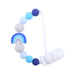 Baby Anti-drop Chain Pacifier Clips Silicone Rainbow Beads Dummy Holder Nipple Clip, Rainbow Purple, Rainbow Pink, Rainbow Blue
