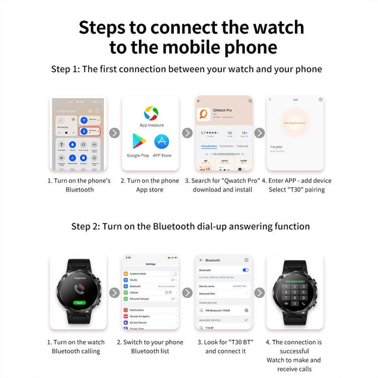 T30 1,6-Zoll Outdoor-Sportuhr, wasserdicht, mit Bluetooth-Anruffunktion und Musikfunktion, Schwarz, Dunkelgrün, Schwarz (Stahl + Silikon), Schwarz (Netz + Silikon)