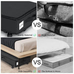 Foldable Under Bed Clothes Shoes Storage Bins with Wheels & Handles, Transparent Cover Gray 78x38x16cm