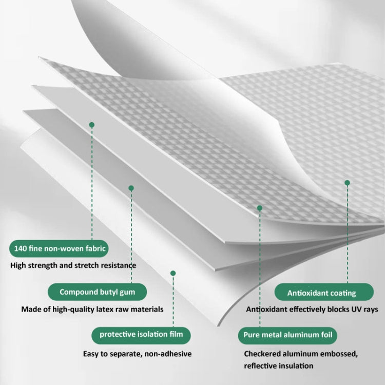 1.2mm Thickness Butyl Waterproof Tape Self-Adhesive Aluminum Foil Tape, 5cm x 5m, 15cm x 5m, 20cm x 5m, 10cm x 10m