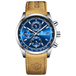 BINBOND B6022 30m Waterproof Luminous Multifunctional Quartz Watch, Leather-White Steel-Black, Leather-White Steel-Blue, Leather-White Steel-Green, Leather-White Steel-White, Leather-Black Steel-Black, White Steel-Black, White Steel-Blue               ...