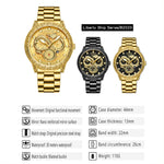 BINBOND B3030 Embossed Dragon Luminous Waterproof Quartz Watch, Full-gold Gold, Full-gold Black, Full-gold White, Black Steel-Black, White Steel-Black, White Steel-White, Brown Leather-Full-gold-Gold, Brown Leather-Full-gold-Black                      ...