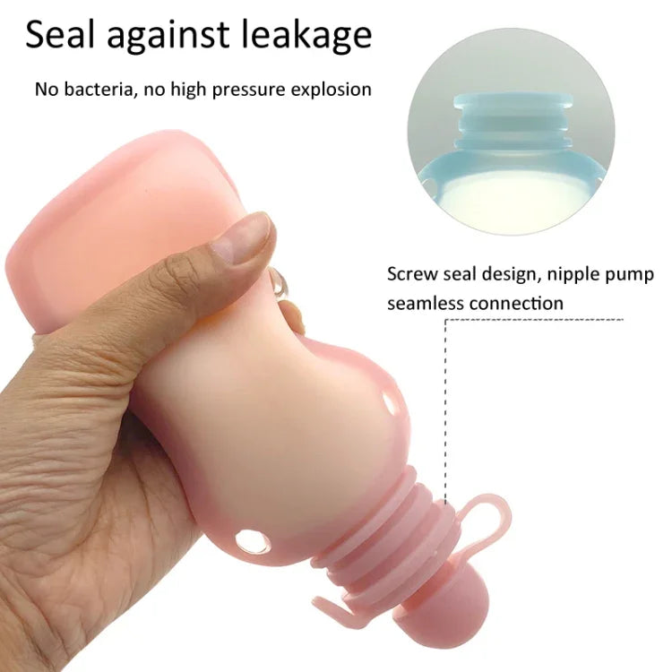 150ml Reusable Silicone Baby Food Pouches Refillable Squeeze Storage Containers, 150ml  Blue, 150ml Pink, 150ml Beige