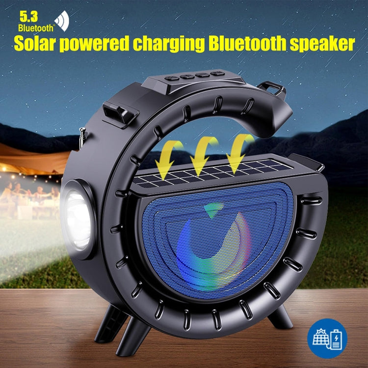 DV-800 G-shaped Colorful Atmosphere Light Flashlight Solar Wireless Bluetooth Speaker