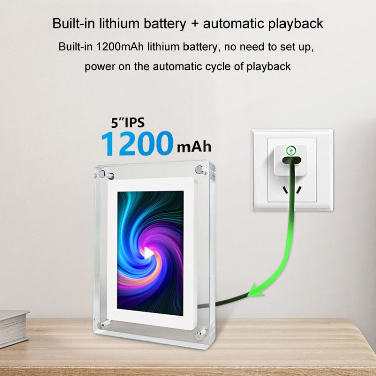 5 Zoll HD Digitaler Fotorahmen Kristall-Werbeplayer 1080P Bewegtbildanzeige-Player, 5 Zoll (US-Stecker), 5 Zoll (EU-Stecker), 5 Zoll (UK-Stecker)