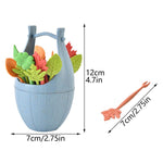 Mini Wheat Fiber Material Tableware Set Snack Dessert Forks, 16pcs Fruit Forks + 1pc Barrel