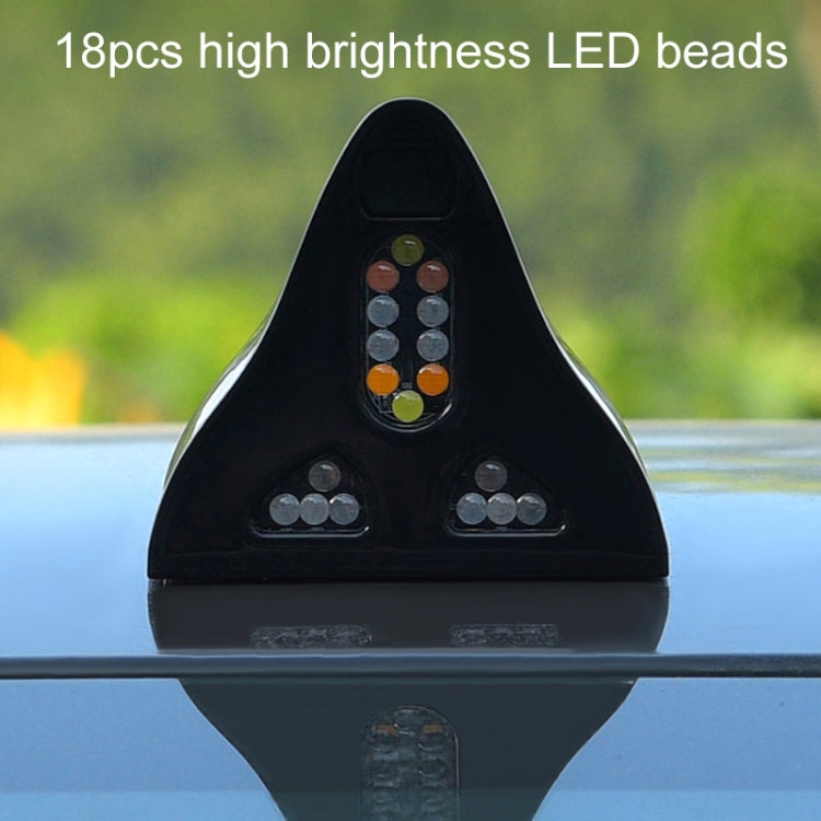 Solar Remote Control Signal Radio Shark Fin Antenna Anti-Tailgating Roof Warning Light