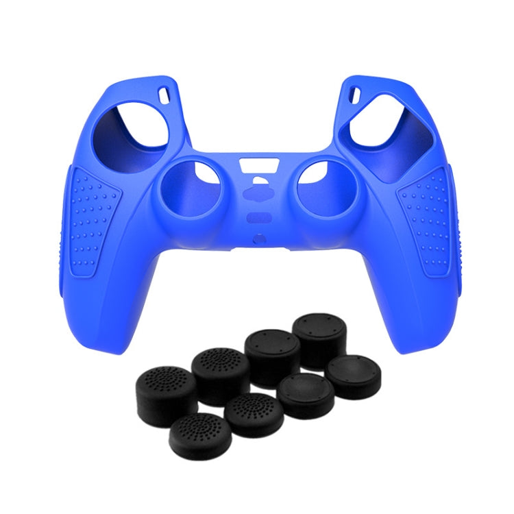 Étui de protection en silicone pour manette PS5 : coque souple antidérapante, blanc, bleu, noir, blanc + 2 chapeaux, bleu + 2 chapeaux, noir + 2 chapeaux, blanc + 8 chapeaux, bleu + 8 chapeaux, noir + 8 chapeaux