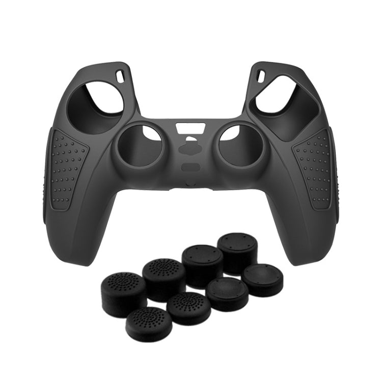 Étui de protection en silicone pour manette PS5 : coque souple antidérapante, blanc, bleu, noir, blanc + 2 chapeaux, bleu + 2 chapeaux, noir + 2 chapeaux, blanc + 8 chapeaux, bleu + 8 chapeaux, noir + 8 chapeaux