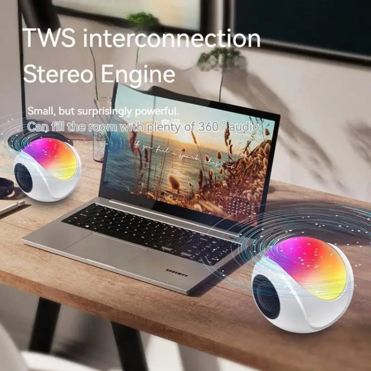 SY-688 TWS RGB Colorful Light Mini Card Bluetooth Speaker, SY-688 White