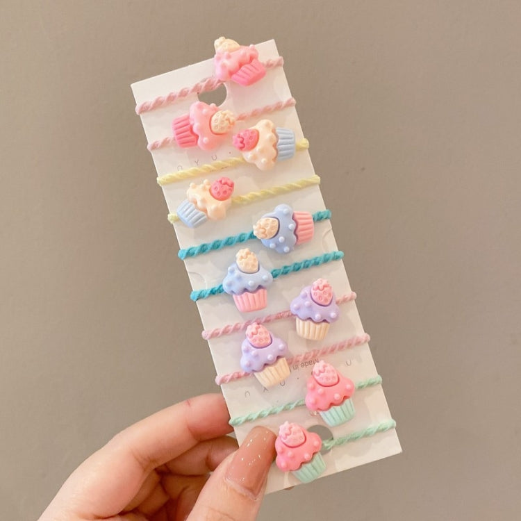 10pcs /Set Children Lovely Hair Bands Ring Baby Small Unbreakable Hair Headband, Flowers 1, Avocado, Fruits And Vegetables, Flowers 2, Colorful Eight Petal Flowers, Pink Candy, Frog Animals, Ice Cream, Watermelon Fruits, Transparent Daisies, Cream Colo...