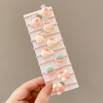 10pcs /Set Children Lovely Hair Bands Ring Baby Small Unbreakable Hair Headband, Flowers 1, Avocado, Fruits And Vegetables, Flowers 2, Colorful Eight Petal Flowers, Pink Candy, Frog Animals, Ice Cream, Watermelon Fruits, Transparent Daisies, Cream Colo...