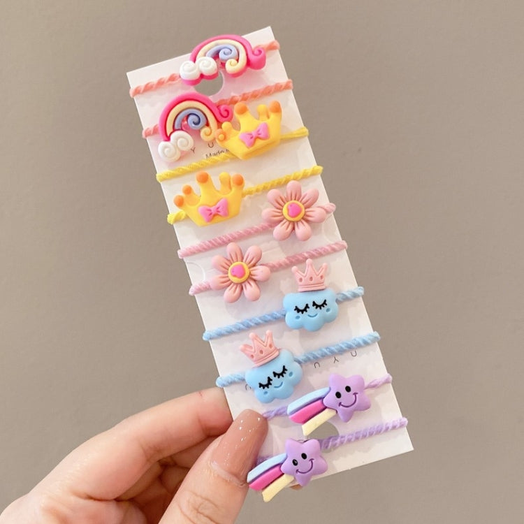 10pcs /Set Children Lovely Hair Bands Ring Baby Small Unbreakable Hair Headband, Flowers 1, Avocado, Fruits And Vegetables, Flowers 2, Colorful Eight Petal Flowers, Pink Candy, Frog Animals, Ice Cream, Watermelon Fruits, Transparent Daisies, Cream Colo...