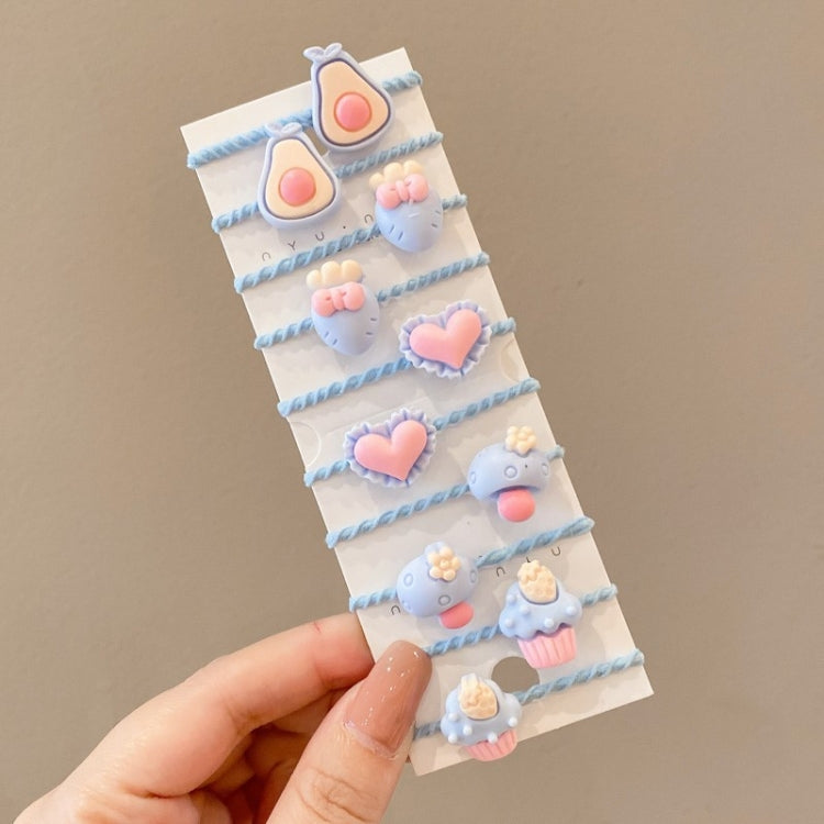 10pcs /Set Children Lovely Hair Bands Ring Baby Small Unbreakable Hair Headband, Flowers 1, Avocado, Fruits And Vegetables, Flowers 2, Colorful Eight Petal Flowers, Pink Candy, Frog Animals, Ice Cream, Watermelon Fruits, Transparent Daisies, Cream Colo...