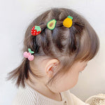 10pcs /Set Children Lovely Hair Bands Ring Baby Small Unbreakable Hair Headband, Flowers 1, Avocado, Fruits And Vegetables, Flowers 2, Colorful Eight Petal Flowers, Pink Candy, Frog Animals, Ice Cream, Watermelon Fruits, Transparent Daisies, Cream Colo...