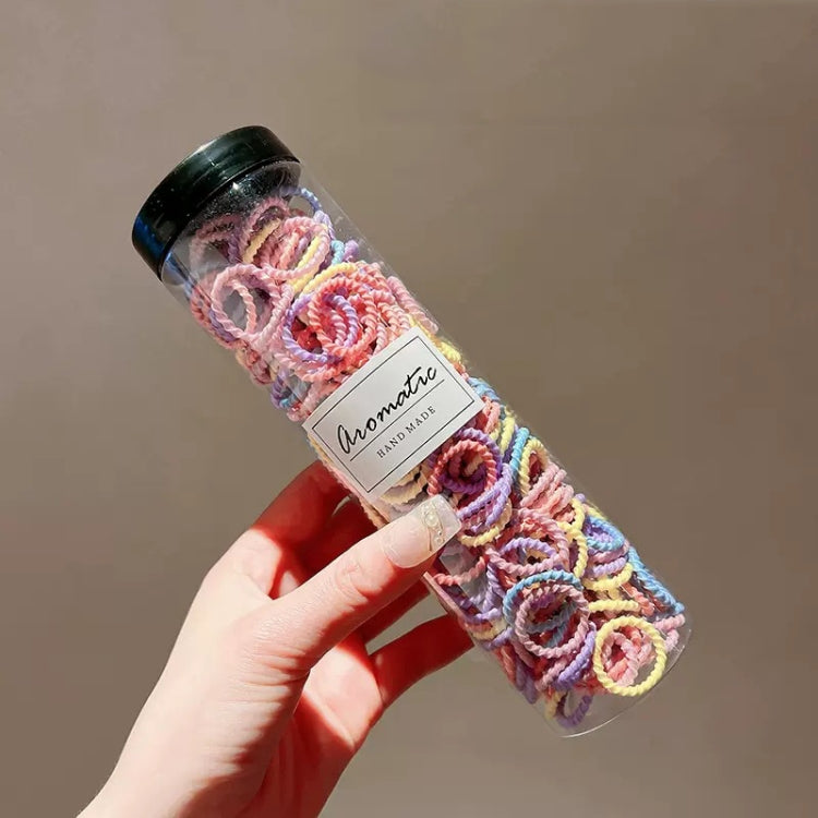 300pcs /Can Baby Elastic Hair Accessories And Hair Ties Children Non-Injury Hair Band, Colorful Thread, Fresh Thread, Light Thread, Macaron Bamboo Joints, Macaron Thread, Smooth Macaron, All Black, Fluorescence, Smooth Colored, Spring, Dark Thread, Plush