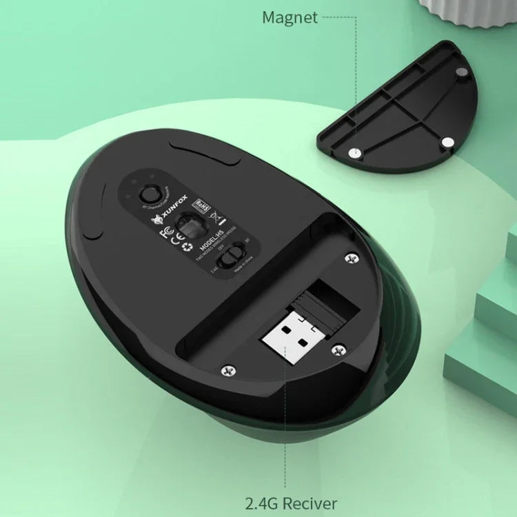 XUNSVFOX H5 Upright Vertical Dual Mode Mouse Rechargeable Wireless Business Office Mouse