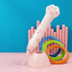 Cat Claw USB Charging Low Temperature 3D Printing Pen Children DIY Graffiti 3D Painting Pen, Mint Green, Sakura Pink