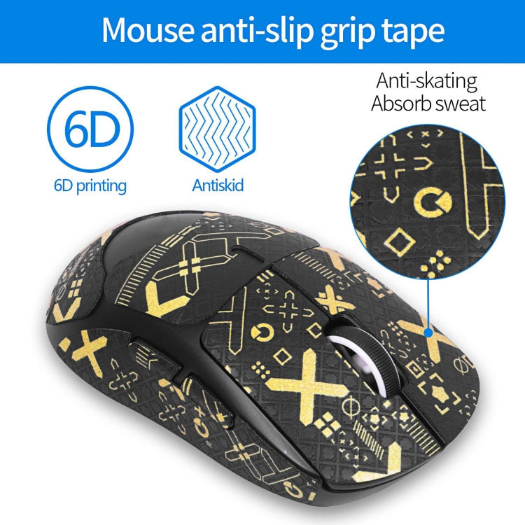 For Logitech GPW 2-Generation Mouse Anti-Slip Stickers Absorb Sweat Paste, White Print Half Surround, Black Gold Print Half Surround, Black Print Half Surround, Black Print Fully Surround, White Print Fully Surround, Black Gold Fully Surround