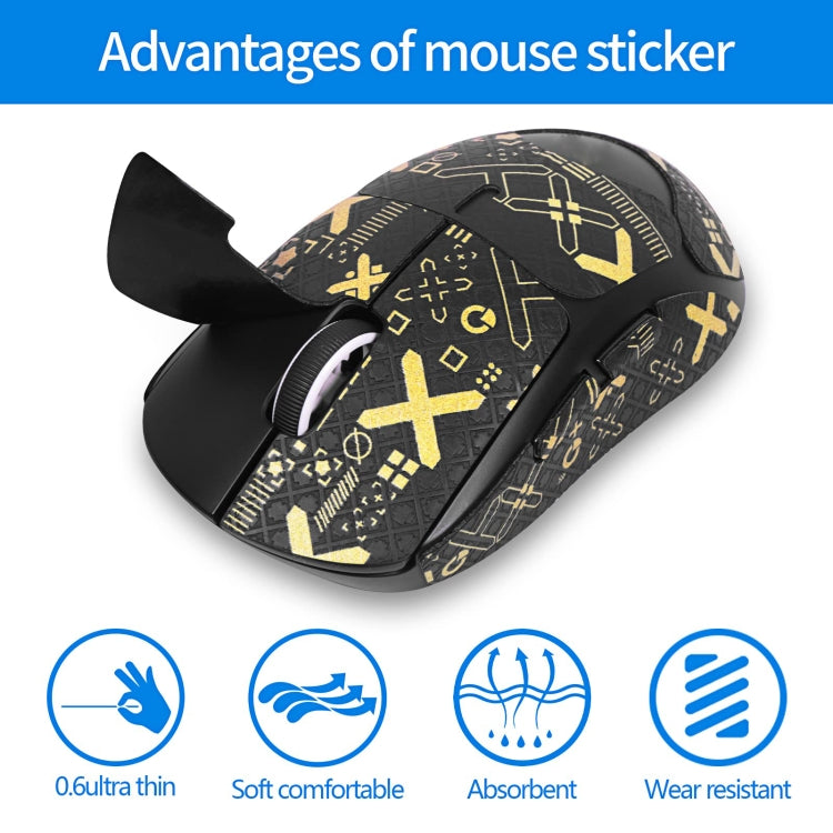 For Logitech GPW 2-Generation Mouse Anti-Slip Stickers Absorb Sweat Paste, White Print Half Surround, Black Gold Print Half Surround, Black Print Half Surround, Black Print Fully Surround, White Print Fully Surround, Black Gold Fully Surround