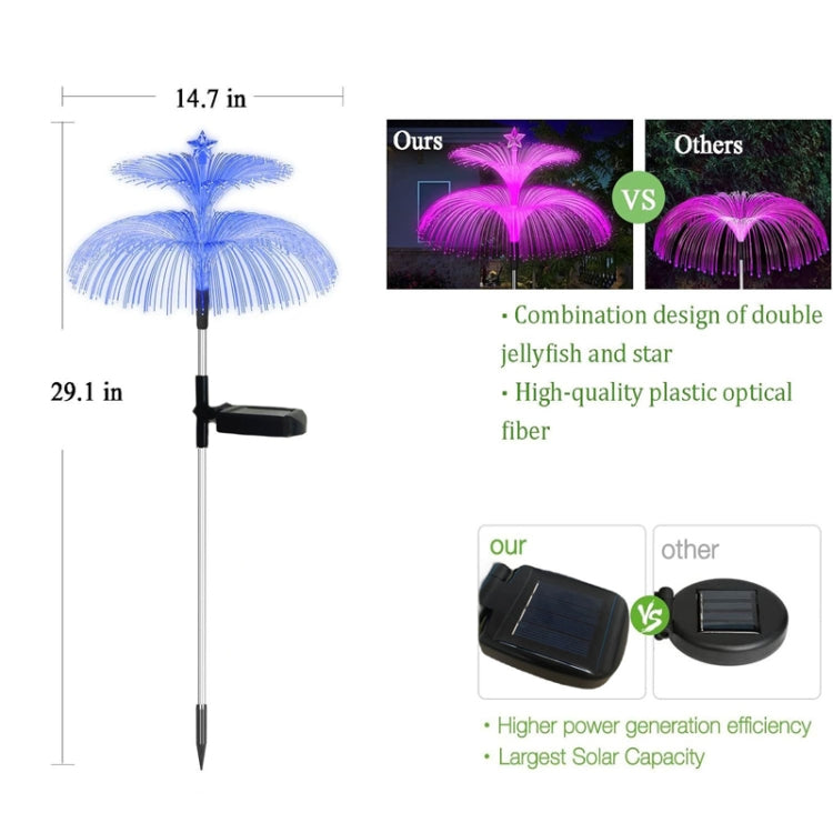 Solar Optical Fiber Jellyfish Lights Outdoor LED Waterproof Garden Decoration Ambiance Light, Stars (Stainless Steel Tube), Stars (Transparent Tube)