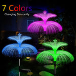 Solar Optical Fiber Jellyfish Lights Outdoor LED Waterproof Garden Decoration Ambiance Light, Stars (Stainless Steel Tube), Stars (Transparent Tube)
